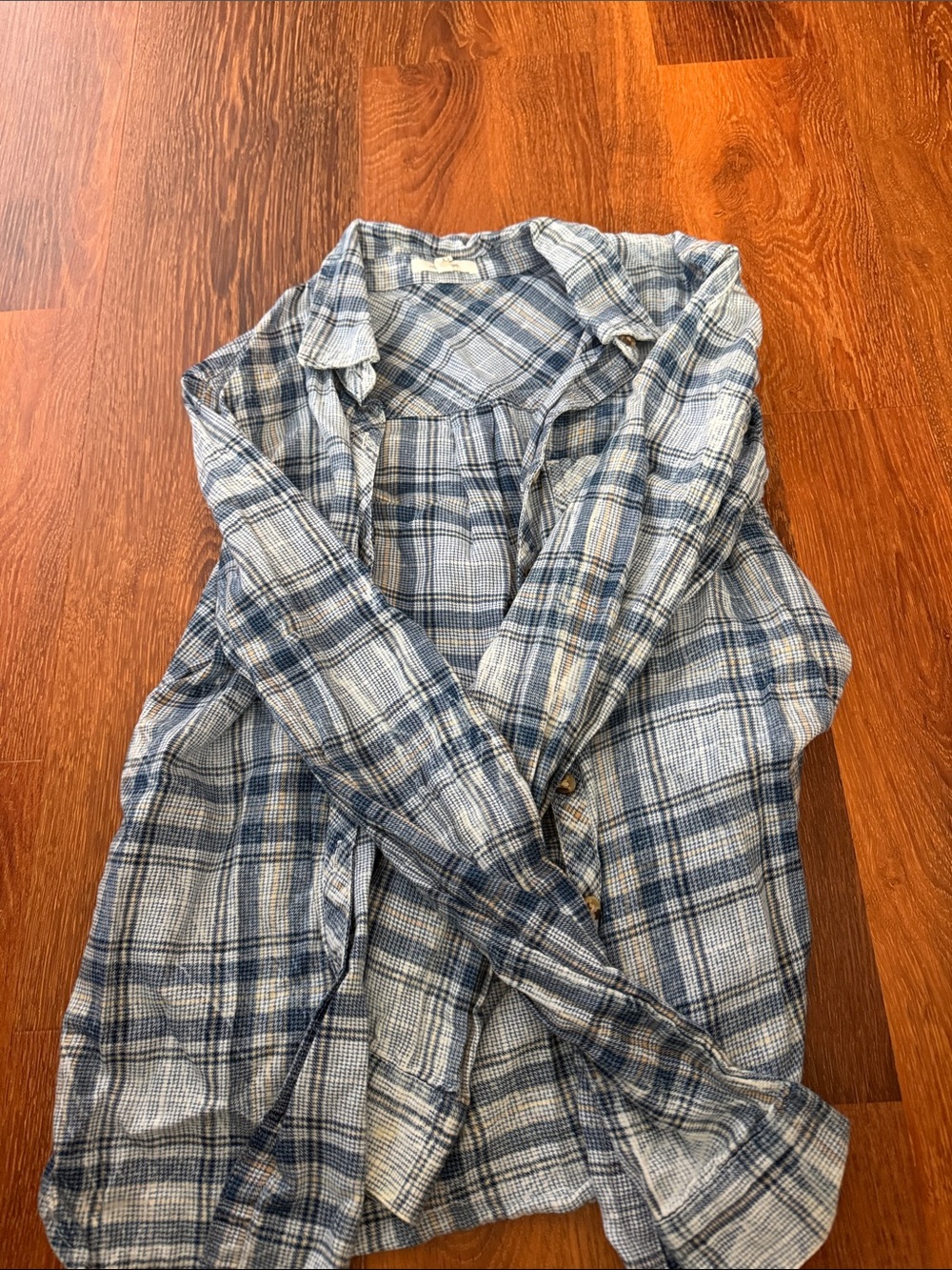 Maurices Light and Navy Blue Plaid Button-Down Shirt
